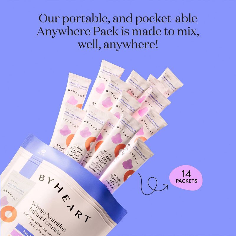slide 4 of 9, ByHeart Infant Formula Anywhere Pack - Gentle, Easy-to-Digest - Made with Organic, Grass-Fed Whole Milk - 8.4oz/14ct, 