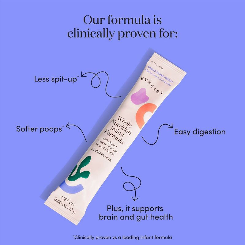 slide 8 of 9, ByHeart Infant Formula Anywhere Pack - Gentle, Easy-to-Digest - Made with Organic, Grass-Fed Whole Milk - 8.4oz/14ct, 