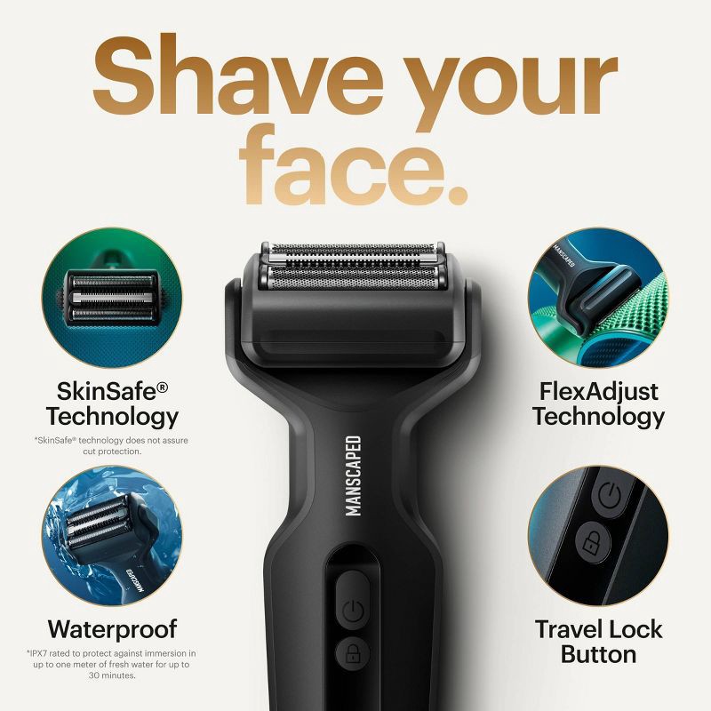 slide 3 of 12, Manscaped The Chairman Plus Essentials Kit, Electric Foil Face Shaver and SkinSafe Precision Trimmer with Soothing Aftershave Serum, 1 ct