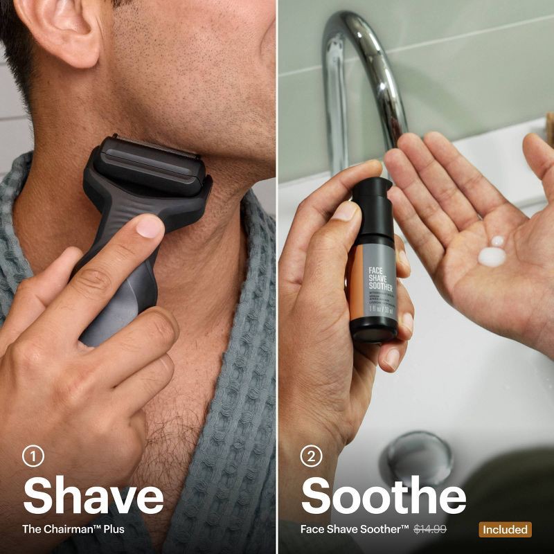 slide 5 of 12, Manscaped The Chairman Plus Essentials Kit, Electric Foil Face Shaver and SkinSafe Precision Trimmer with Soothing Aftershave Serum, 1 ct