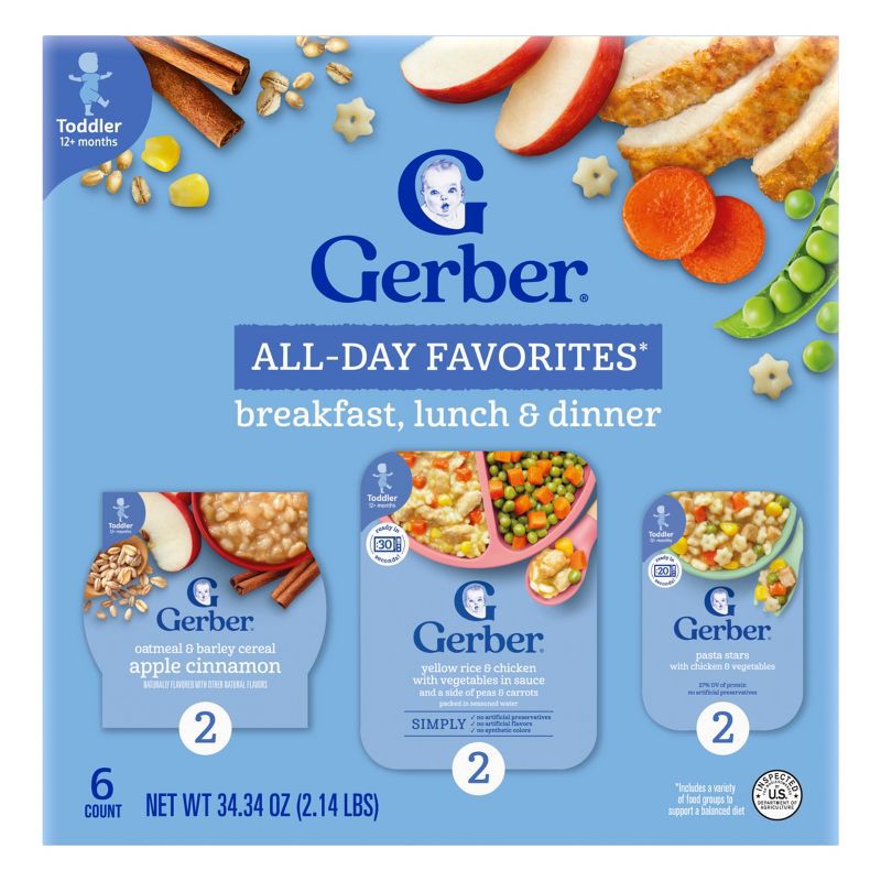 slide 1 of 9, Gerber All Day Favorites Baby Food - 6ct/2.14lbs, 6 ct, 2.14 lb