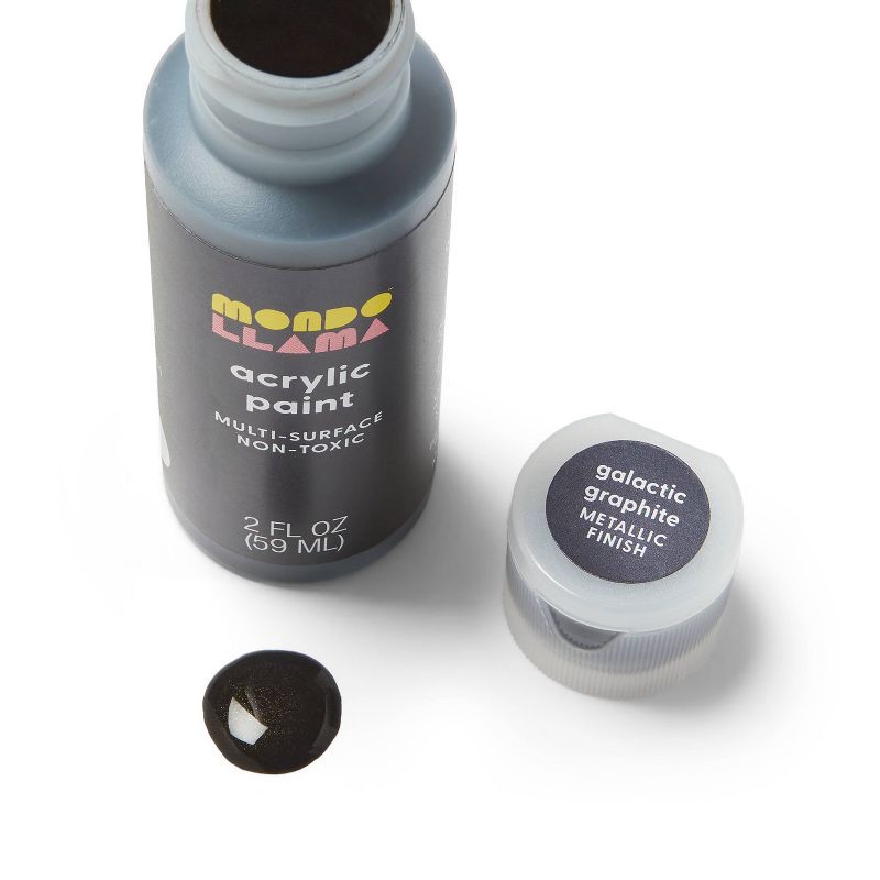 slide 2 of 3, 2oz Metallic Acrylic Paint Galactic Graphite - Mondo Llama™, 2 oz