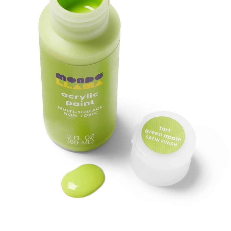 slide 2 of 3, 2oz Satin Acrylic Paint Tart Green Apple - Mondo Llama™, 2 oz