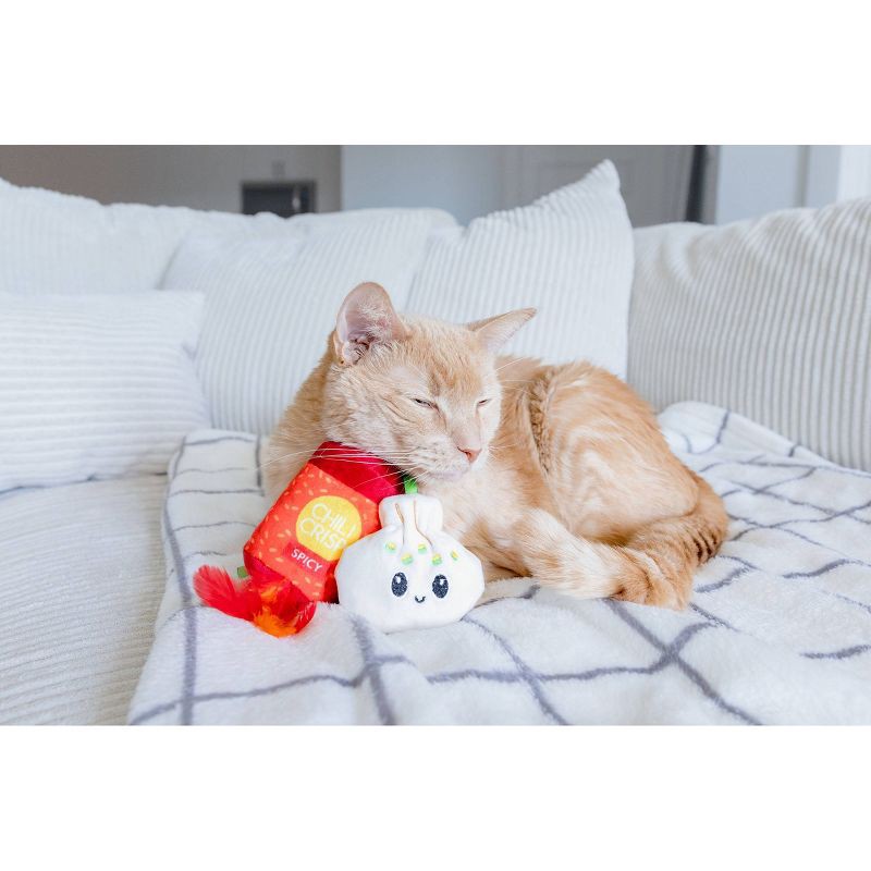 slide 3 of 6, Quirky Kitty Chili Crisp Cat Plush Toy - Red, 1 ct