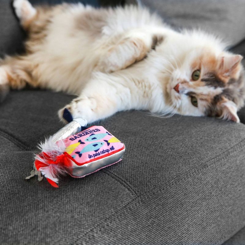 slide 6 of 6, Quirky Kitty Sassy Smoked Sardines Cat Plush Toy - Silver, 1 ct