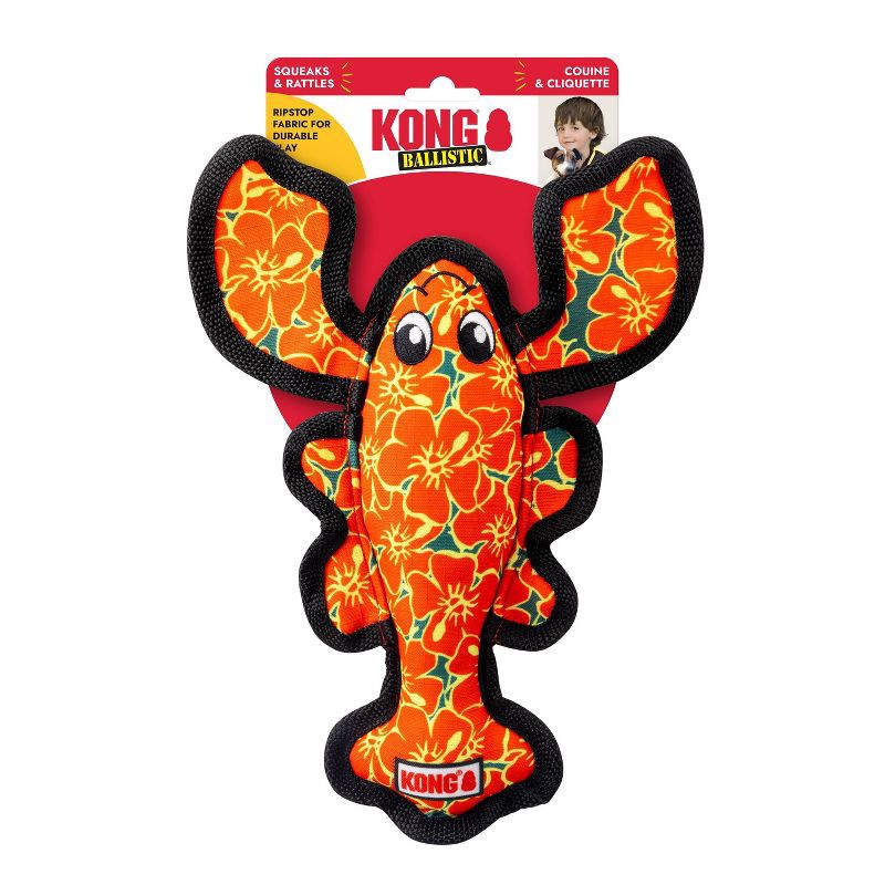 slide 2 of 4, KONG Hibiscus Lobster Ballistic Dog Animal Toy, 1 ct