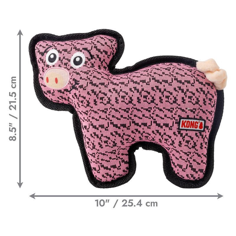 slide 3 of 4, KONG Pig FlyKnit Ballistic Dog Animal Toy, 1 ct
