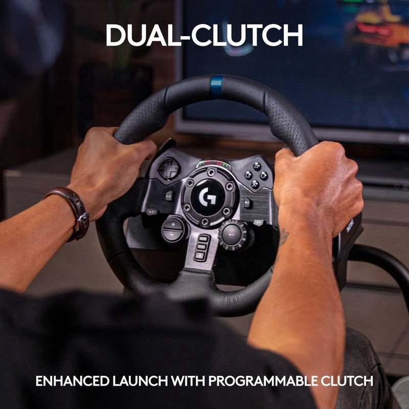 slide 4 of 9, Logitech G923 Racing Wheel and Pedals for PS5, PS4, PC, Mac, TRUEFORCE up to 1000 Hz Force Feedback - Black, 1 ct