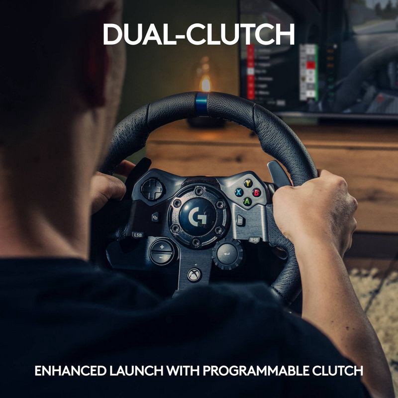 slide 5 of 9, Logitech G923 Racing Wheel and Pedals for Xbox Series X|S, Xbox One and PC: USB Connection, Rubber Grip, 1 ct