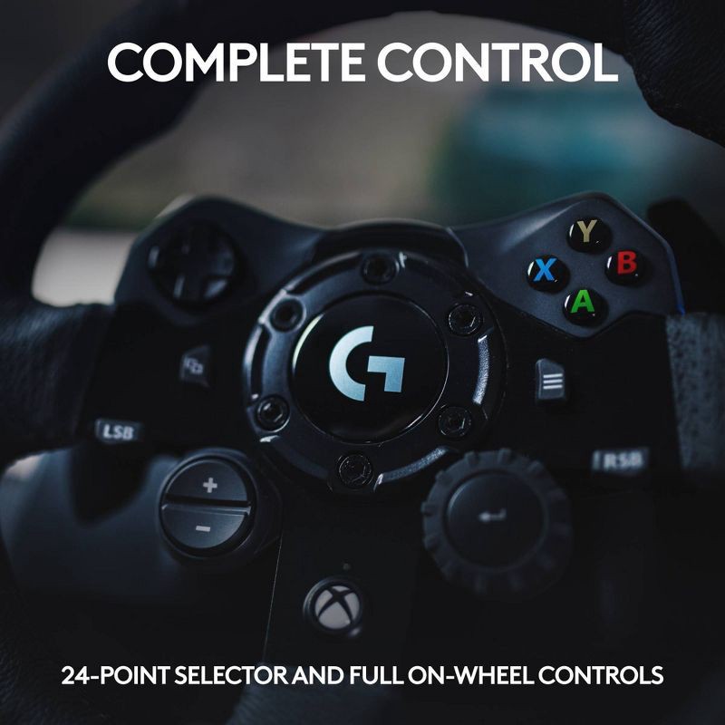 slide 9 of 9, Logitech G923 Racing Wheel and Pedals for Xbox Series X|S, Xbox One and PC: USB Connection, Rubber Grip, 1 ct