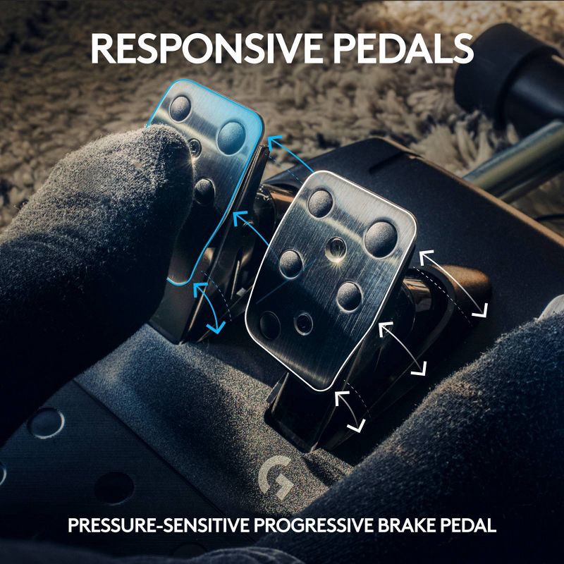 slide 7 of 9, Logitech G923 Racing Wheel and Pedals for Xbox Series X|S, Xbox One and PC: USB Connection, Rubber Grip, 1 ct