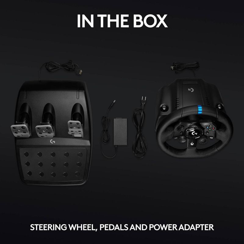 slide 8 of 9, Logitech G923 Racing Wheel and Pedals for Xbox Series X|S, Xbox One and PC: USB Connection, Rubber Grip, 1 ct