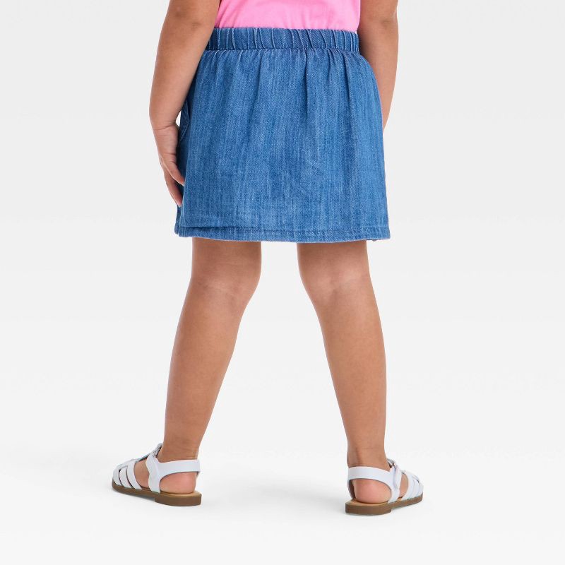 slide 2 of 3, Toddler Girls' Skirt - Cat & Jack™ Blue 3T: Denim Skort, Elastic Waist, Patch Pocket, 1 ct