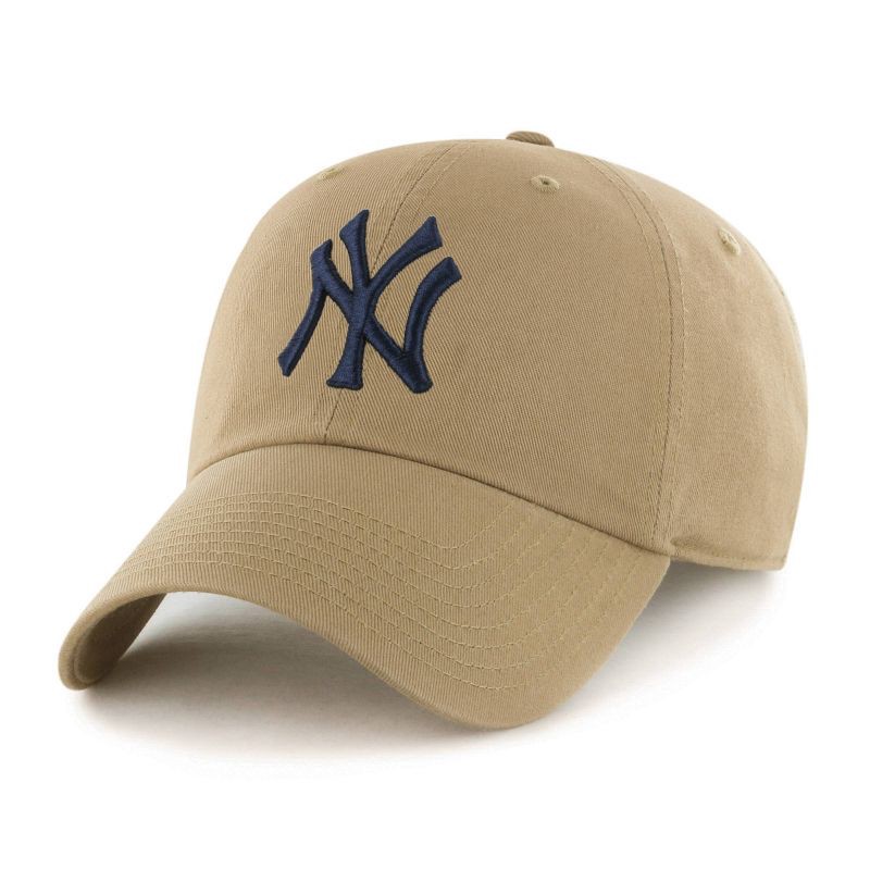 slide 1 of 2, New York Yankees Baseball Hat - Tan: MLB Team Logo, Cotton, Adjustable Strap, Adult Sizing, Woven Fabric, Spot Clean, 1 ct
