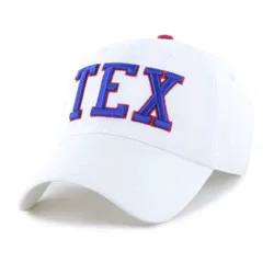 MLB Texas Rangers White Cooperstown Clique Hat: Cotton Adjustable Baseball Cap