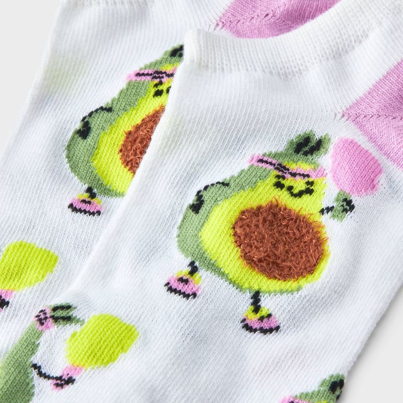 slide 3 of 3, Women's Pickleball Avocado Low Cut Socks - White/Pink 4-10: Lightweight Recycled Polyester, Banded Cuff, 1 ct