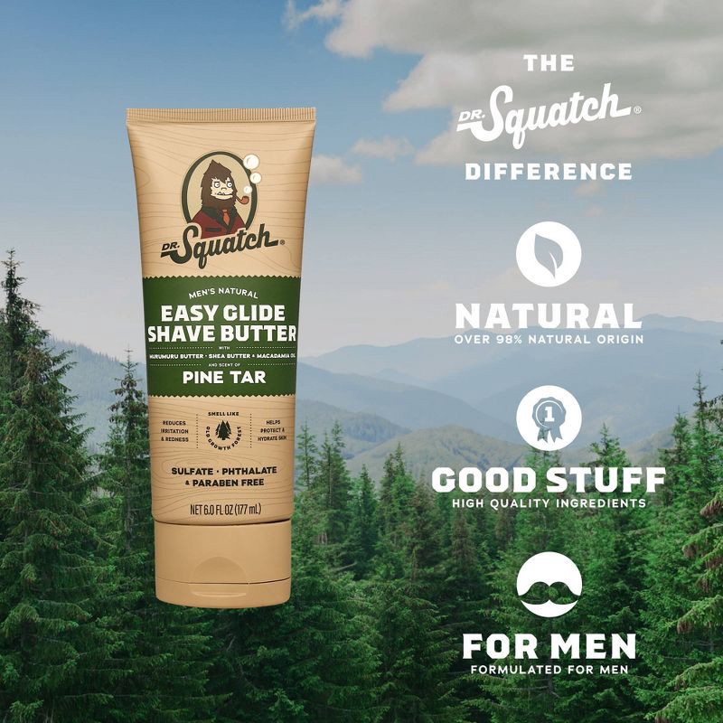 slide 3 of 8, DR. SQUATCH Men's Natural Shave Butter - Pine Tar - 6 fl oz, 6 fl oz