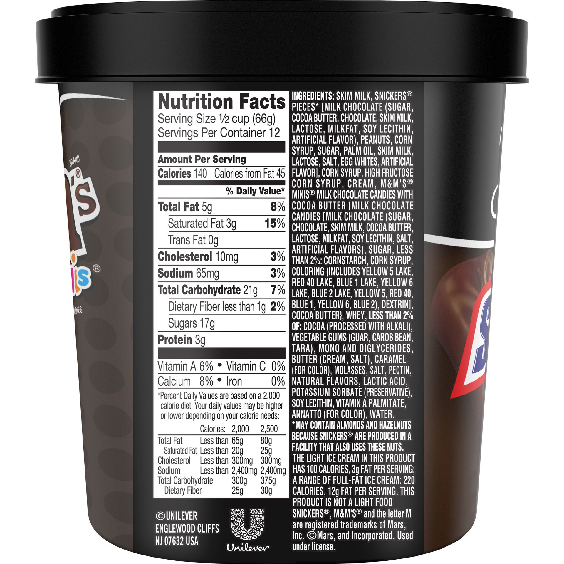 slide 2 of 7, Breyer's Breyers Light Ice Cream 2in1 SNICKERS M&M's, 1.5 QT, 48 fl oz