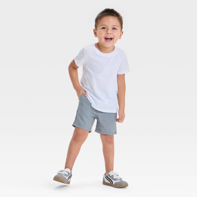 slide 3 of 3, Toddler Boys' Quick Dry Chino Shorts - Cat & Jack™ Gray 5T: Adjustable Waistband, Mid-Rise, Above Knee Length, 1 ct