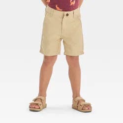 Toddler Boys' Quick Dry Chino Shorts - Cat & Jack™ Khaki 2T: Adjustable Waistband, Mid-Rise, Twill Fabric