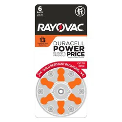 Rayovac Hearing Aid Battery Size 13 6pk - Orange: 1.4V, Device-Specific, Single-Use