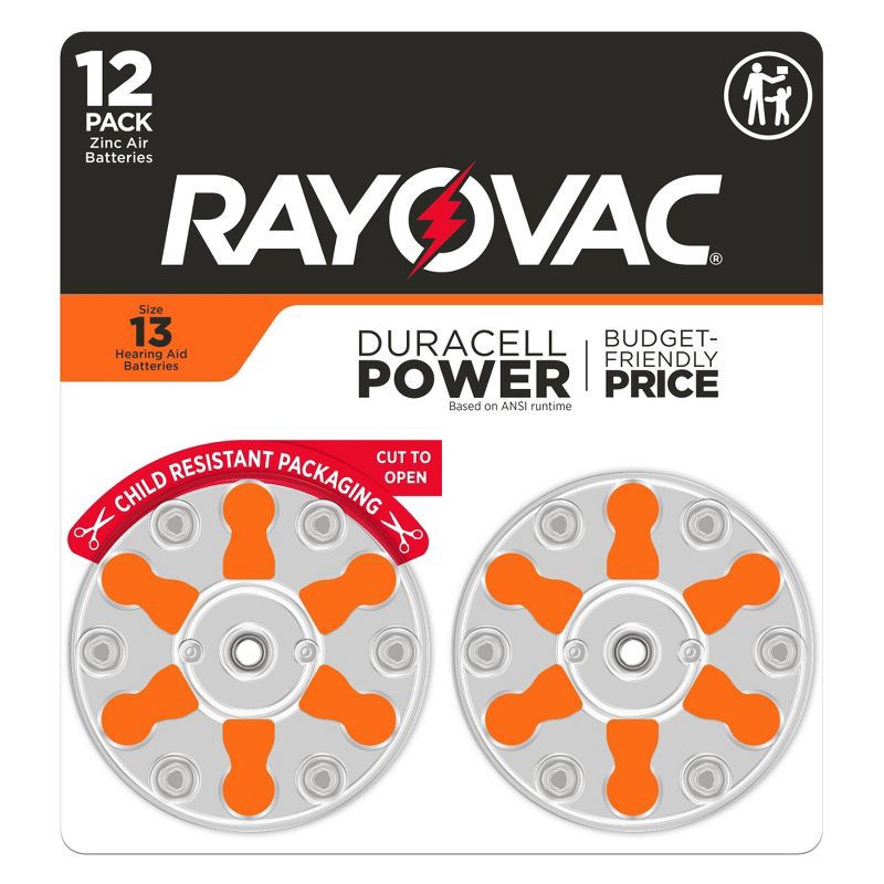 slide 1 of 8, Rayovac Hearing Aid Battery Size 13 12pk - Orange: Device-Specific, 1.4V, Single-Use, 12 ct