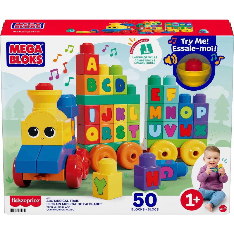 slide 6 of 6, Mega Bloks ABC Musical Train Toy Building Blocks with Music - 50pc, 50 ct