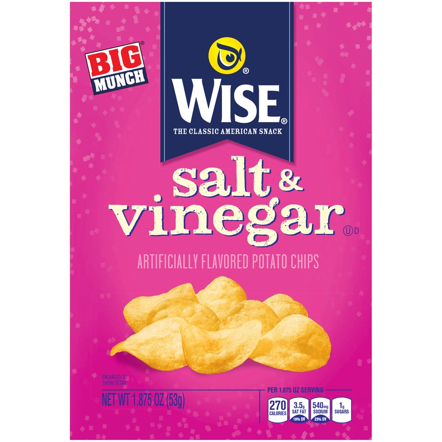 slide 1 of 1, Wise Big Munch Salt & Vinegar Chips, 1.875 oz