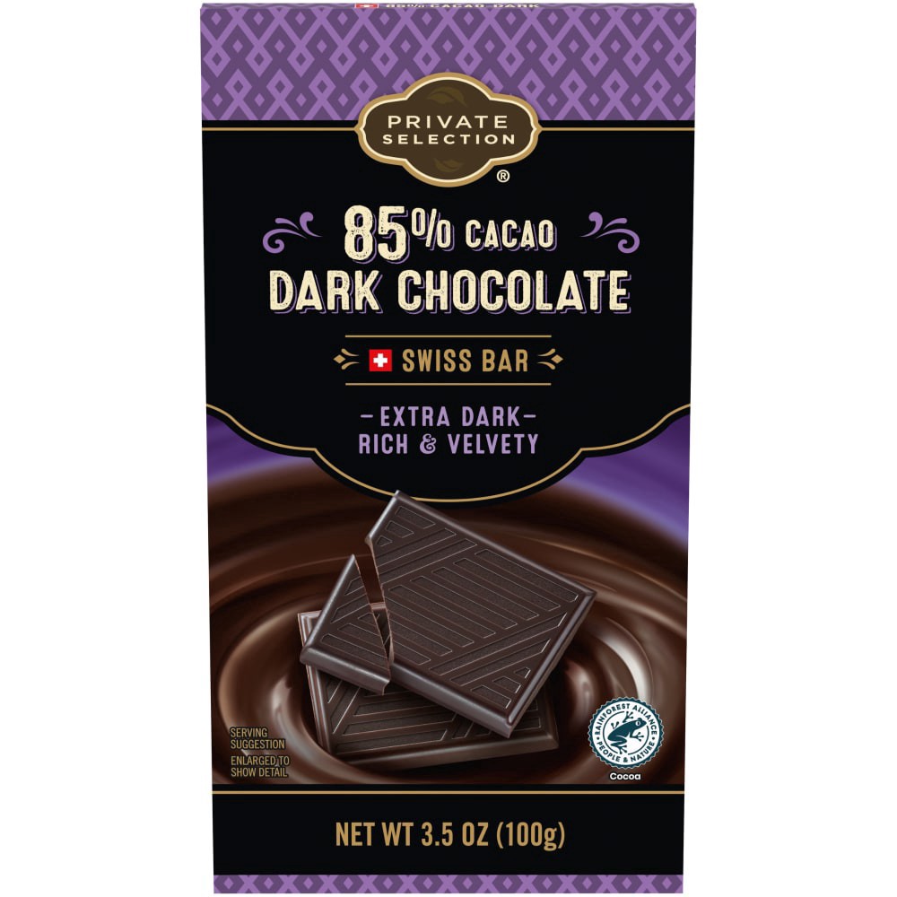 slide 1 of 5, Private Selection 85% Cacao Dark Chocolate Swiss Bar, 3.5 oz