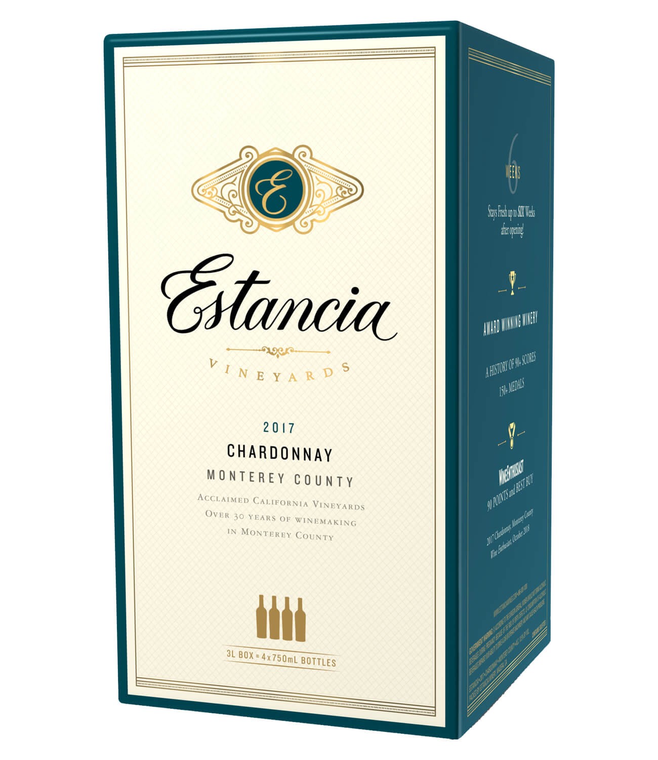 slide 1 of 1, Estancia Chardonnay Box Wine, 750 ml