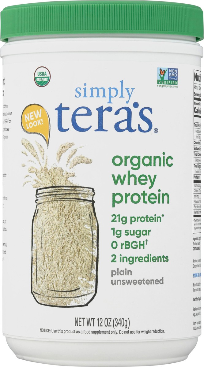 slide 14 of 14, Simply Teras Simply Tera Organic Plain Unsweetened Whey Protein Powder, 12 oz