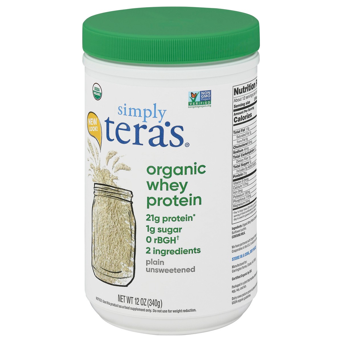 slide 7 of 14, Simply Teras Simply Tera Organic Plain Unsweetened Whey Protein Powder, 12 oz