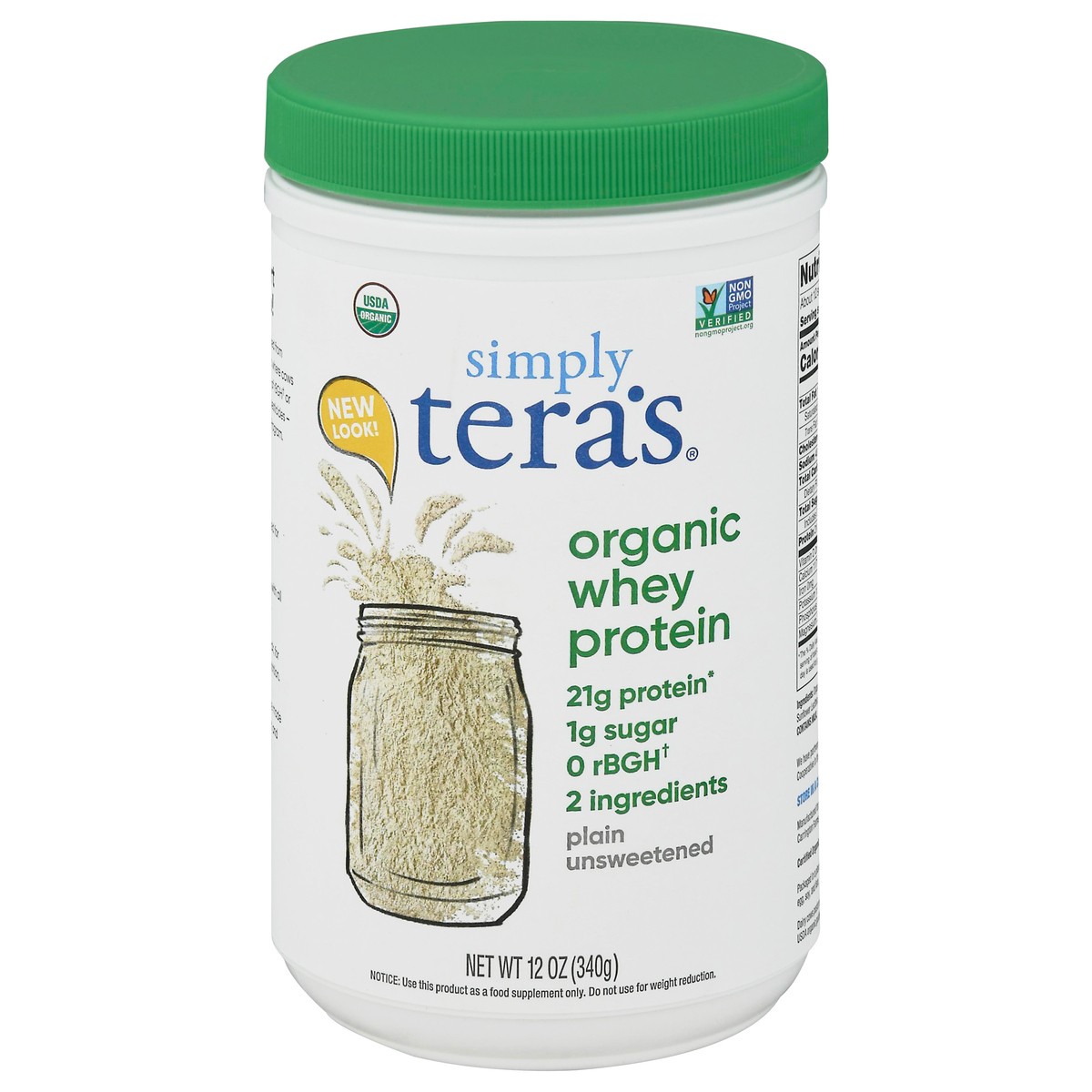slide 8 of 14, Simply Teras Simply Tera Organic Plain Unsweetened Whey Protein Powder, 12 oz
