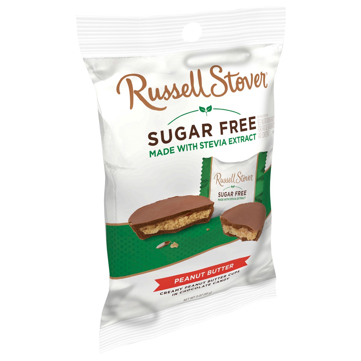 slide 5 of 8, Russell Stover Sugar Free Peanut Butter Cup Chocolate Candy, 3 oz. bag, 3 oz