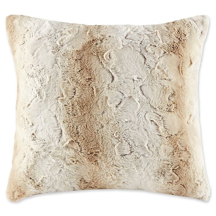 slide 1 of 4, Madison Park Zuri Faux Fur Square Throw Pillow - Sand, 1 ct