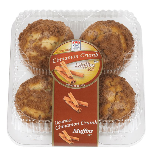 slide 1 of 1, Cafe Valley Cafe' Cinnamon Crumb Muffin 4Ct, 4 ct