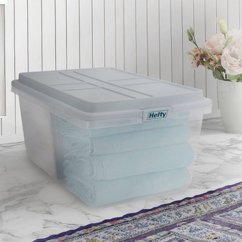 slide 4 of 10, Hefty 98.5qt Hi-Rise Clear Divided Storage Container, 98.5 qt