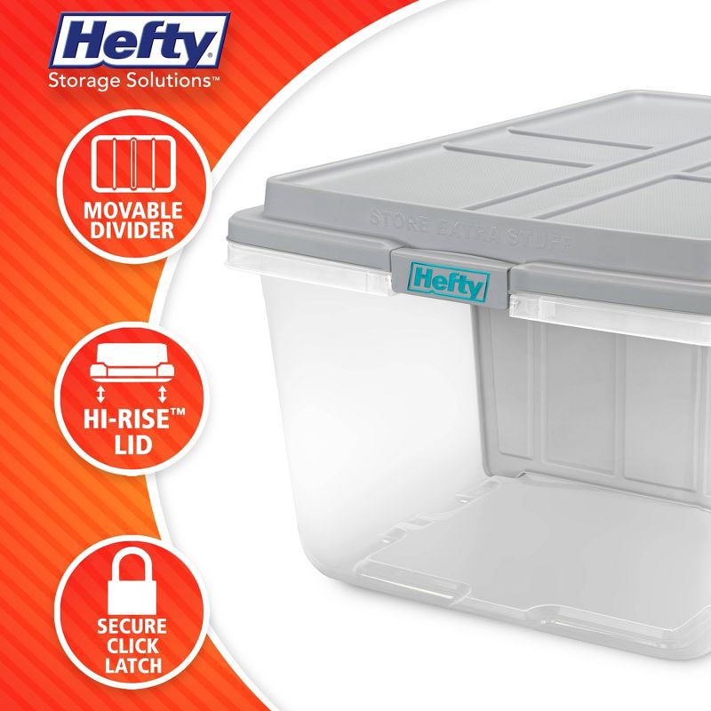 slide 7 of 10, Hefty 98.5qt Hi-Rise Clear Divided Storage Container, 98.5 qt
