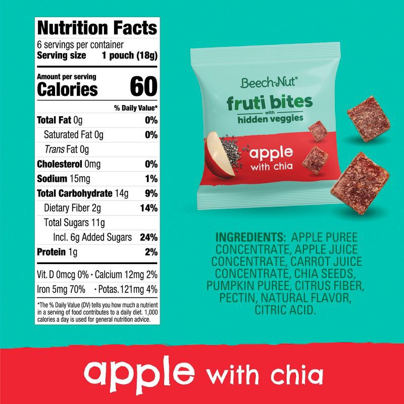 slide 13 of 16, Beech-Nut Hidden Veggies Fruit Bites Blueberry Apple Quinoa Baby Food - 7.6oz, 7.6 oz