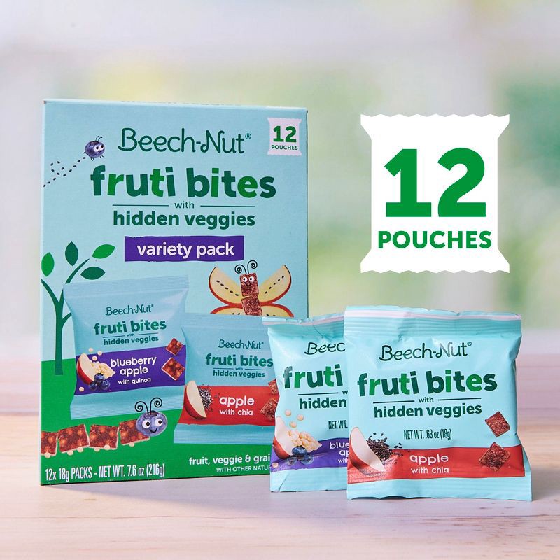 slide 8 of 16, Beech-Nut Hidden Veggies Fruit Bites Blueberry Apple Quinoa Baby Food - 7.6oz, 7.6 oz