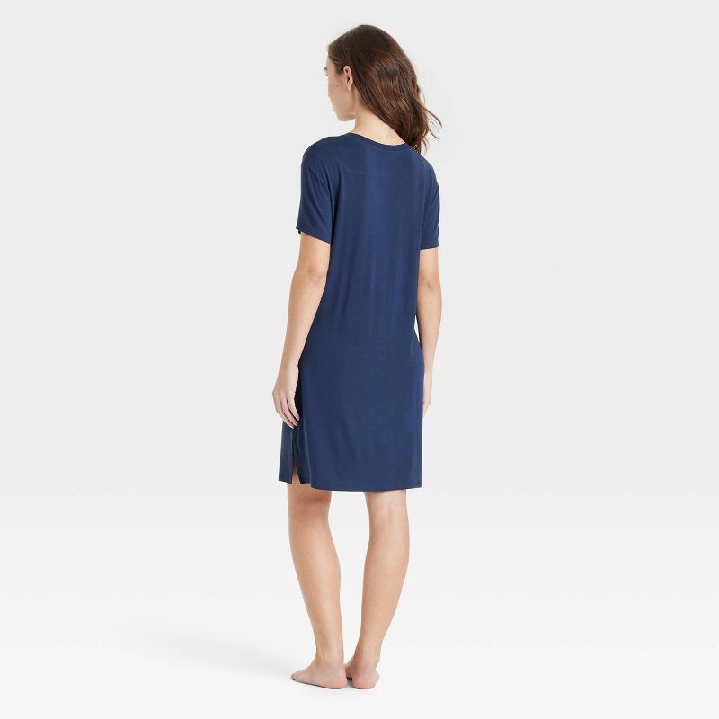 slide 2 of 5, Women's Cloud Knit Pajama T-Shirt Dress - Auden™ Navy Blue L: Modal-Spandex, Extra Lightweight, Short Sleeve, 1 ct