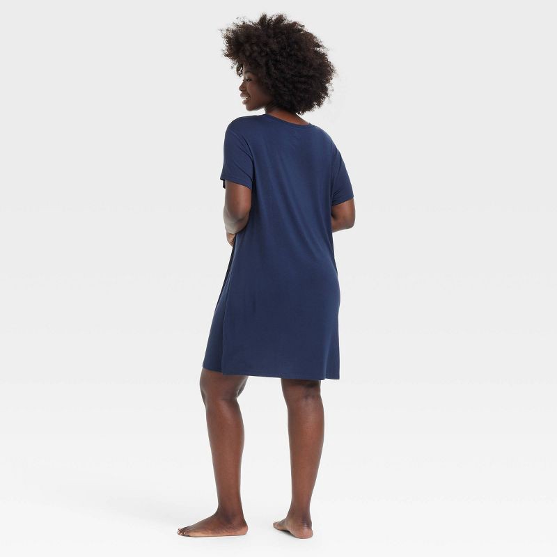 slide 5 of 5, Women's Cloud Knit Pajama T-Shirt Dress - Auden™ Navy Blue L: Modal-Spandex, Extra Lightweight, Short Sleeve, 1 ct