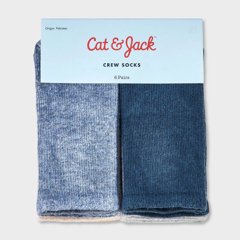 slide 2 of 3, Baby 6pk 'Dino' Crew Socks - Cat & Jack™ 6-12M: Knit, Flat Seams, 6 ct