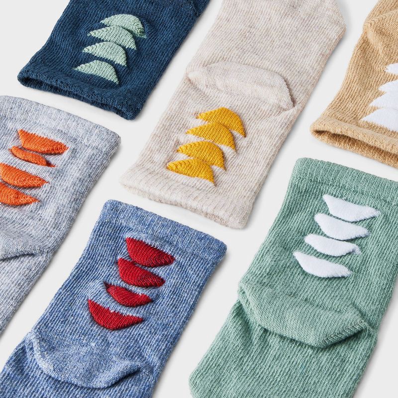 slide 3 of 3, Baby 6pk 'Dino' Crew Socks - Cat & Jack™ 6-12M: Knit, Flat Seams, 6 ct