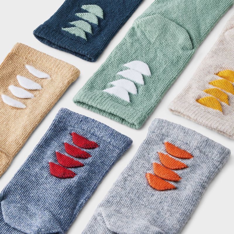 slide 3 of 3, Toddler 6pk 'Dino' Crew Socks - Cat & Jack™ 4T-5T: Lightweight Knit, Flat Seams, Solid Pattern, 6 ct