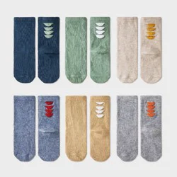 Toddler 6pk 'Dino' Crew Socks - Cat & Jack™ 4T-5T: Lightweight Knit, Flat Seams, Solid Pattern