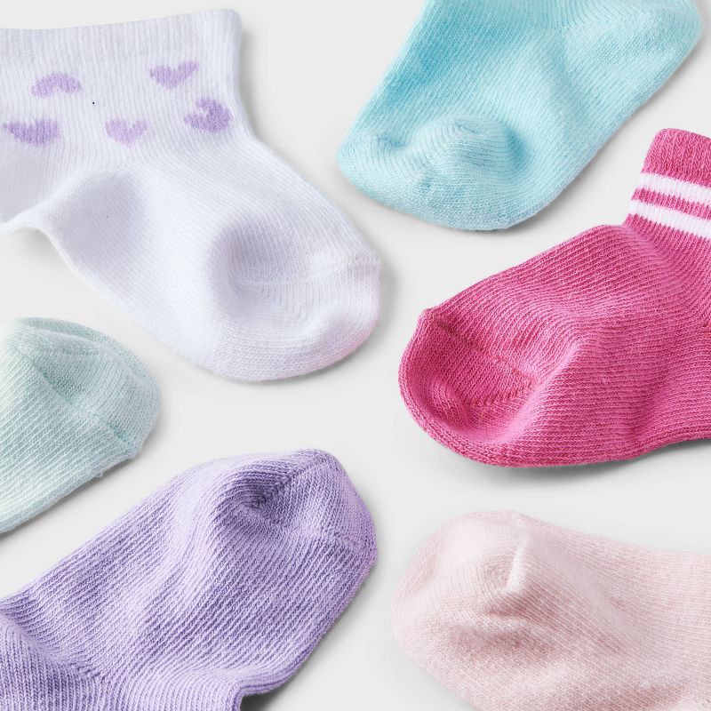 slide 3 of 3, Baby 10pk 'Fruits' Ankle Socks - Cat & Jack™ 6-12M: Lightweight Knit, Flat Seams, Stripe Pattern, 10 ct
