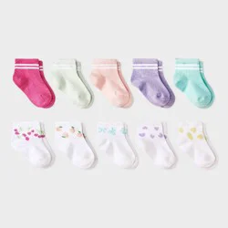 Baby 10pk 'Fruits' Ankle Socks - Cat & Jack™ 6-12M: Lightweight Knit, Flat Seams, Stripe Pattern