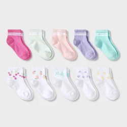 Toddler 10pk 'Fruits' Ankle Socks - Cat & Jack™ 4T-5T: Stripe Pattern, Lightweight Knit, Flat Seams