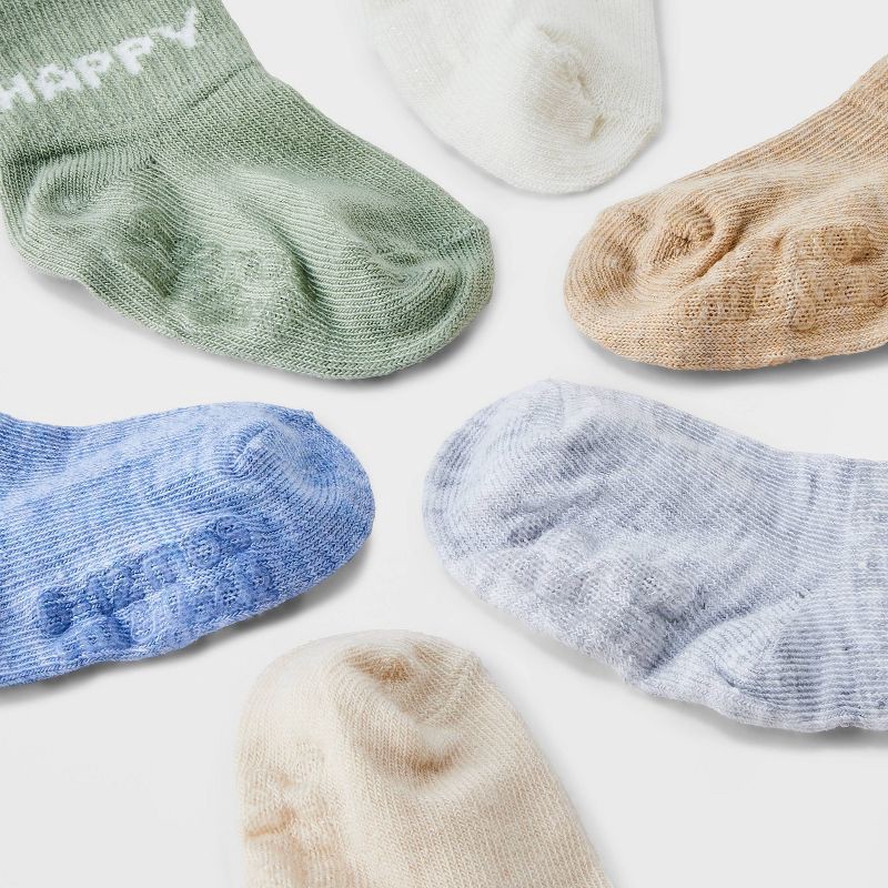 slide 3 of 3, Baby 10pk Low-Cut Socks - Cat & Jack™ 6-12M: Midweight Knit, Rib Cuffs, Solid & Classic Patterns, 10 ct